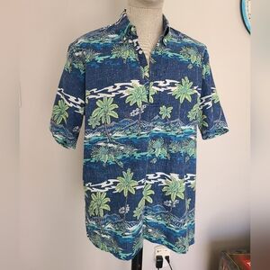 REYN SPOONER Mauna Ulu Classic Fit Short Sleeve Pullover Shirt - Blue